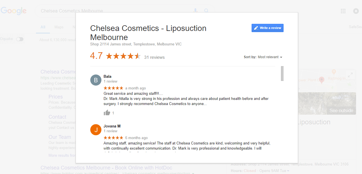 good number of positive reviews on their Google My Business Listing